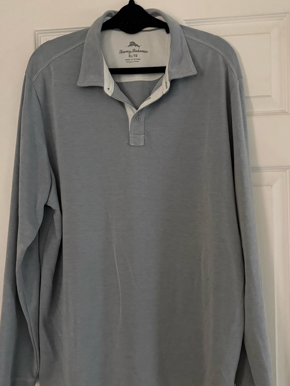 Tommy Bahama Long-Sleeve Polo in Light Gray-Blue